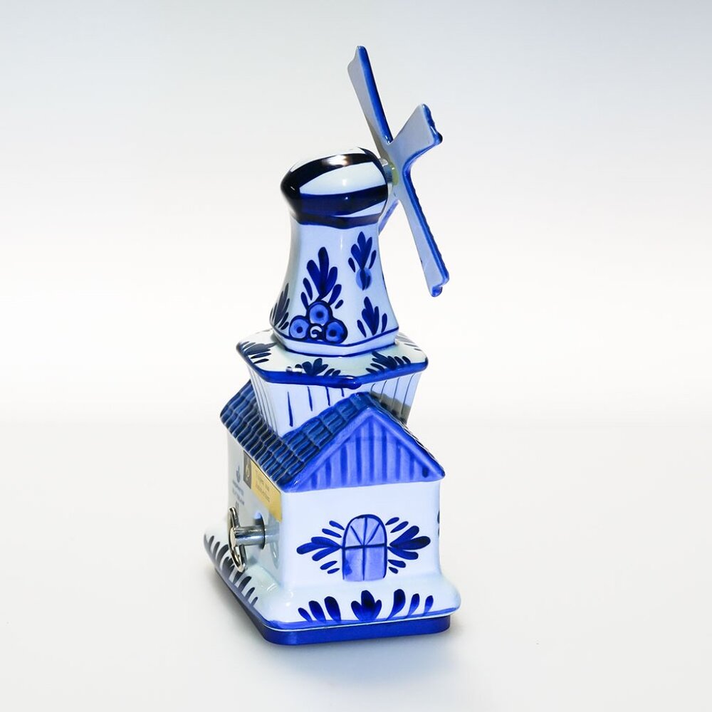 Vintage Bosman Delft Blue Porcelain Windmill Music Box - Picture 5 of 6